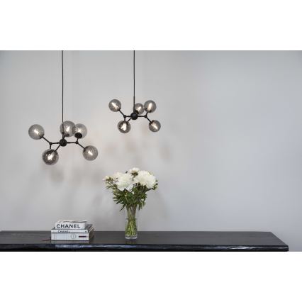 Halo Design 736553 - Hanglamp aan kabel ATOM 6xG9/28W/230V Ø 45 cm zwart/rookzwart