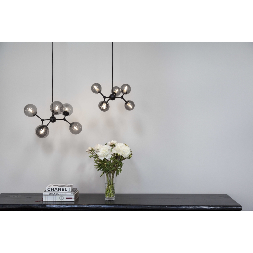 Halo Design 736553 - Hanglamp aan kabel ATOM 6xG9/28W/230V Ø 45 cm zwart/rookzwart