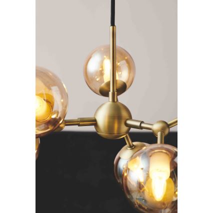 Halo Design 736560 - Hanglamp aan kabel ATOM 6xG9/28W/230V Ø 45 cm messing/rookbeige