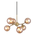 Halo Design 736560 - Hanglamp aan kabel ATOM 6xG9/28W/230V Ø 45 cm messing/rookbeige