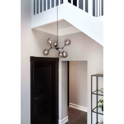 Halo Design 738823 - Hanglamp met kabel ATOM 6xG9/28W/230V Ø 57 cm zwart/gerookt zwart