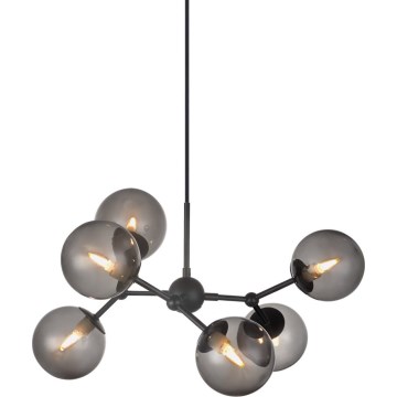 Halo Design 738823 - Hanglamp met kabel ATOM 6xG9/28W/230V Ø 57 cm zwart/gerookt zwart
