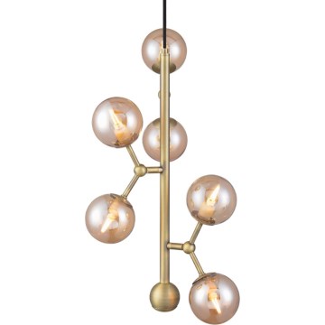 Halo Design 738861 - Kroonluchter met kabelophanging ATOM 6xG9/28W/230V Ø 30 cm messing/rookbeige