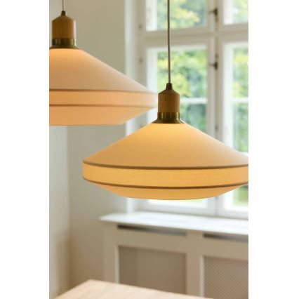 Halo Design 744091 - Hanglamp aan snoer PARIS 1xE14/40W/230V pr. 24 cm crème/messing/eiken