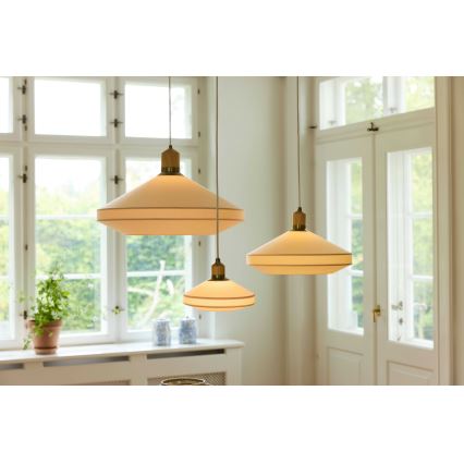 Halo Design 744091 - Hanglamp aan snoer PARIS 1xE14/40W/230V pr. 24 cm crème/messing/eiken