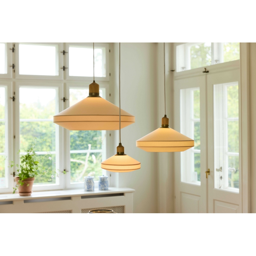 Halo Design 744091 - Hanglamp aan snoer PARIS 1xE14/40W/230V pr. 24 cm crème/messing/eiken