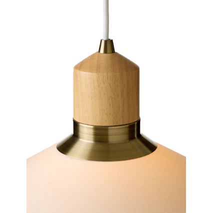 Halo Design 744091 - Hanglamp aan snoer PARIS 1xE14/40W/230V pr. 24 cm crème/messing/eiken