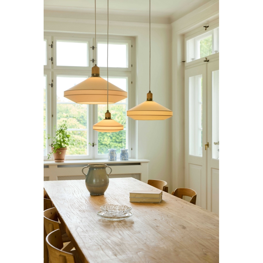 Halo Design 744305 - Hanglamp aan kabel PARIS 1xE27/40W/230V Ø 56 cm crème/messing/eiken