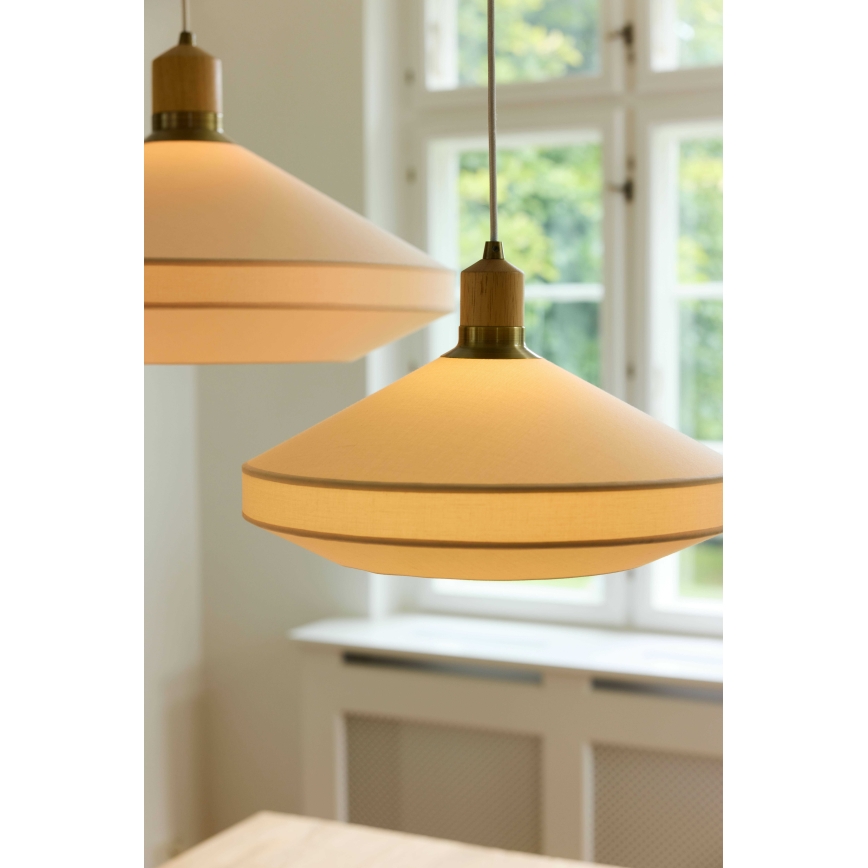Halo Design 744305 - Hanglamp aan kabel PARIS 1xE27/40W/230V Ø 56 cm crème/messing/eiken