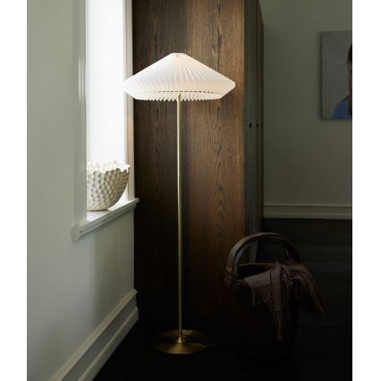 Halo Design 745050 - Vloerlamp PARIS 1xE27/40W/230V messing/wit/eiken