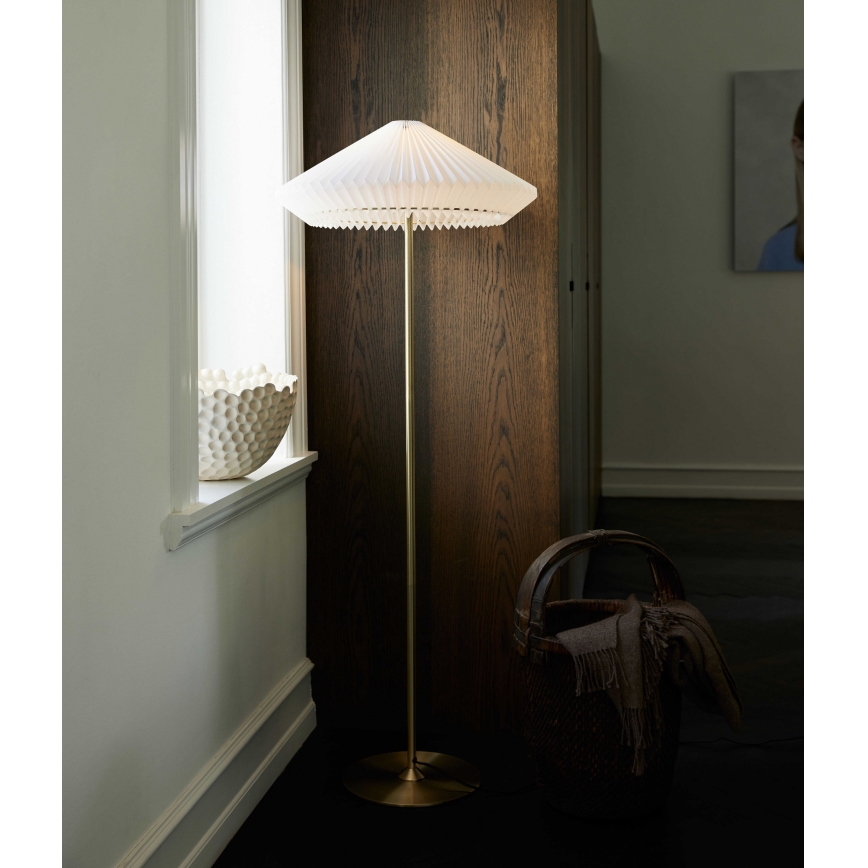 Halo Design 745050 - Vloerlamp PARIS 1xE27/40W/230V messing/wit/eiken