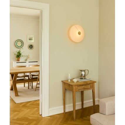 Halo Design 745104 - Wandlamp PARIS 1xE27/40W/230V Ø 40 cm wit/messing/eiken