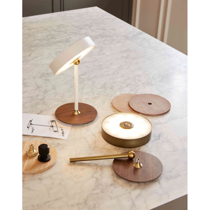 Halo Design 745784 - Dimbare oplaadbare bureaulamp ON THE MOVE LED/2,5W/4000 mAh messing/hout