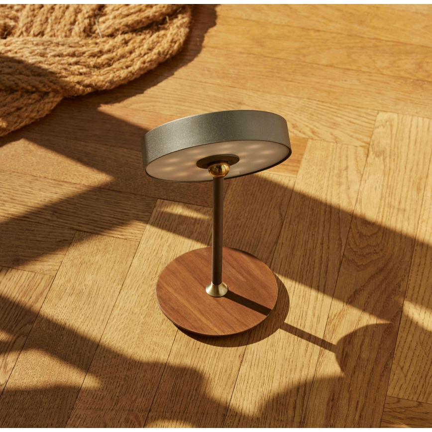 Halo Design 745791 - LED-dimbare oplaadbare bureaulamp ON THE MOVE LED/2,5W/4000 mAh grijs/hout