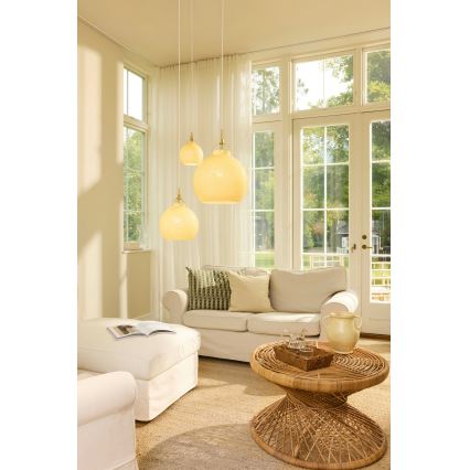 Halo Design 748075 - Hanglamp aan kabel TOSCANA 1xE27/40W/230V pr. 36 cm beige/messing