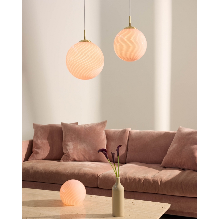 Halo Design 748488 - Hanglamp aan kabel CANDY 1xE27/25W/230V Ø 25 cm roze/messing