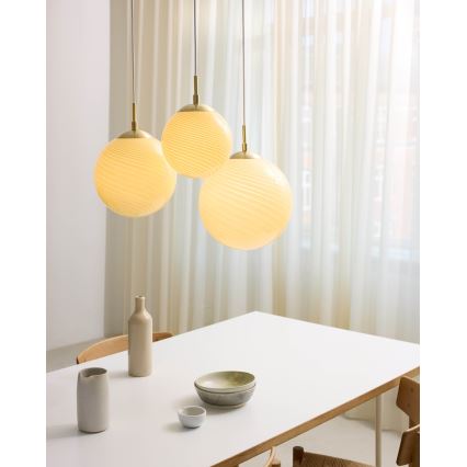 Halo Design 748587 - Hanglamp met snoer CANDY 1xE27/25W/230V Ø 30 cm beige/messing