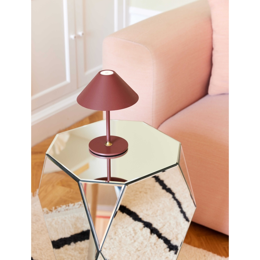 Halo Design 800834 - Dimbare oplaadbare buitentafellamp HYGGE LED/3W/4000 mAh IP54 bordeaux