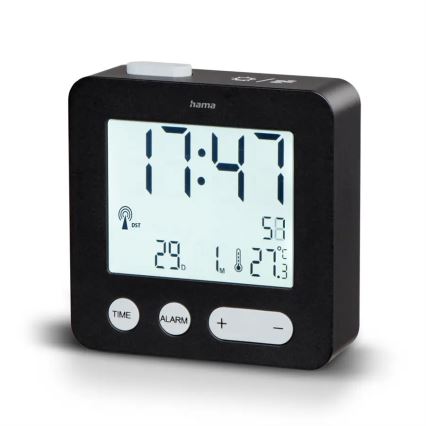 Hama - Alarm clock with LCD display and thermometer 2xAAA black