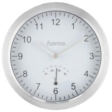 Hama - Badkamer wandklok met thermometer 1xAA IPX4 zilver