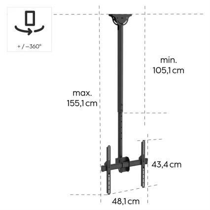 Hama - Plafondhouder voor TV draaibaar 32-65" zwart