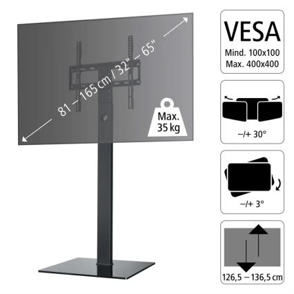 Hama - Vloersteun voor TV draaibaar 32-65" zwart