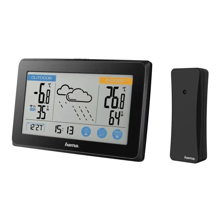 Hama - Weerstation met kleuren LCD-scherm 3xAAA/2xAAA  zwart
