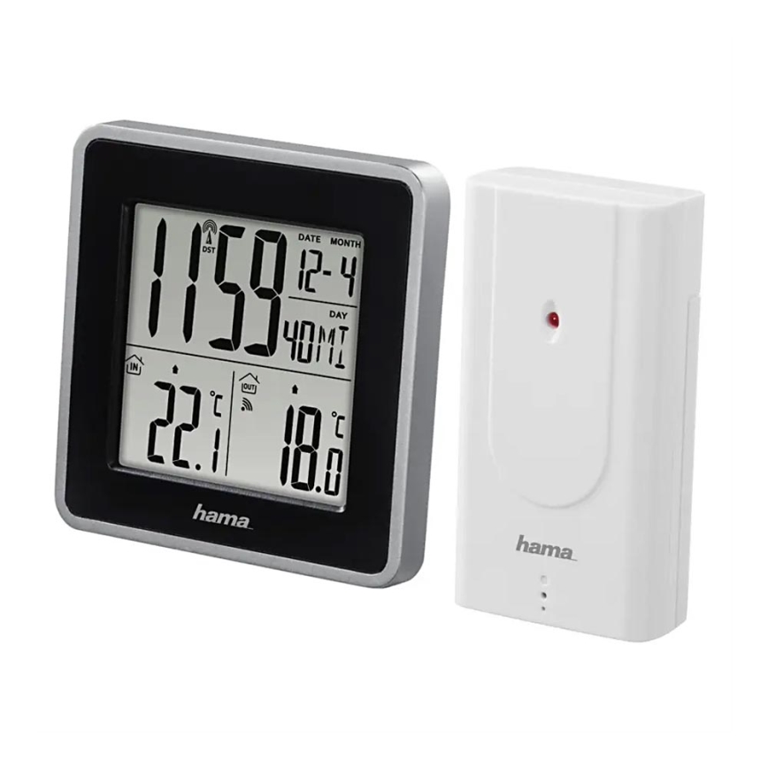 Hama - Weerstation met LCD scherm en wekker 2xAA + 2xAA zwart/grijs