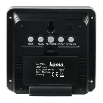 Hama - Weerstation met LCD scherm en wekker 2xAA + 2xAA zwart/grijs