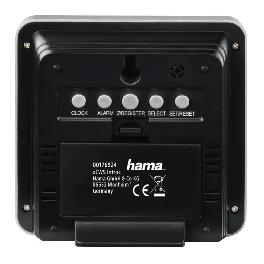 Hama - Weerstation met LCD scherm en wekker 2xAA + 2xAA zwart/grijs