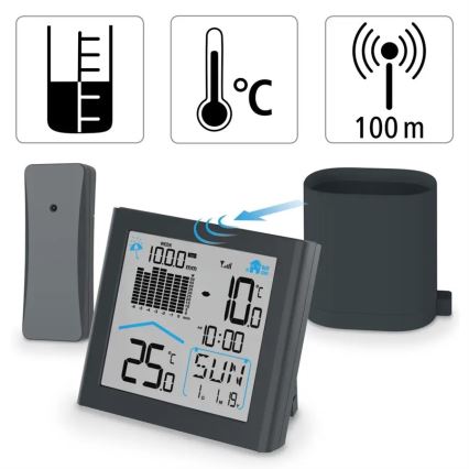 Hama - Weerstation met pluviometer en LCD-display 2xAAA antraciet