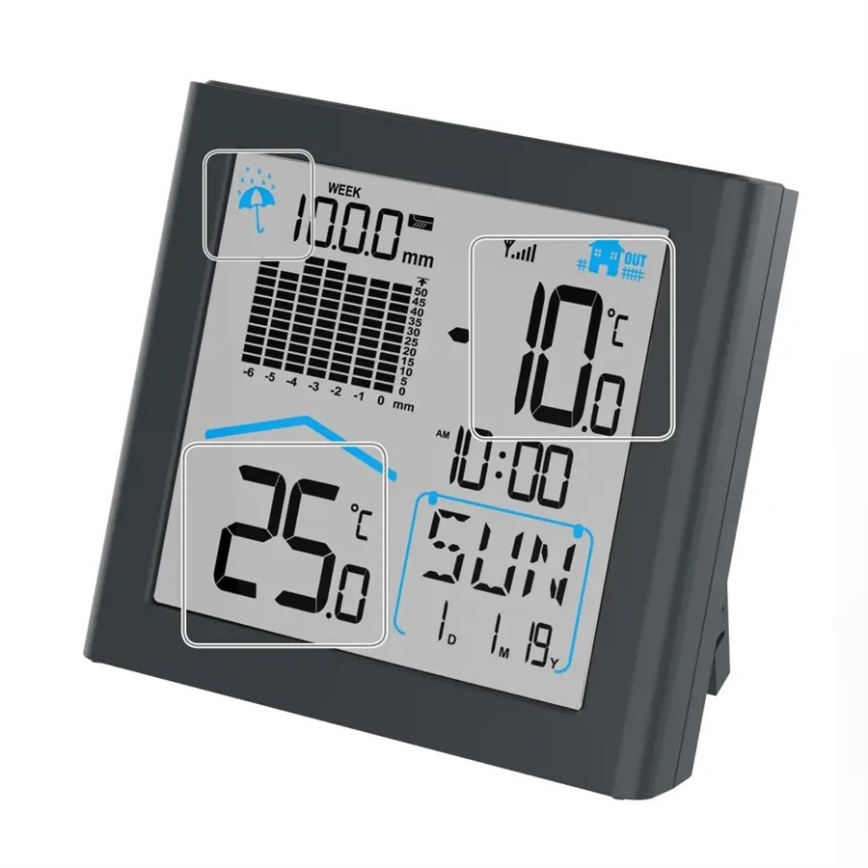 Hama - Weerstation met pluviometer en LCD-display 2xAAA antraciet