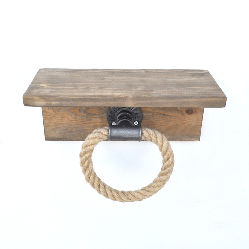 Handdoekhouder met plank  BORURAF 14x30 cm spar