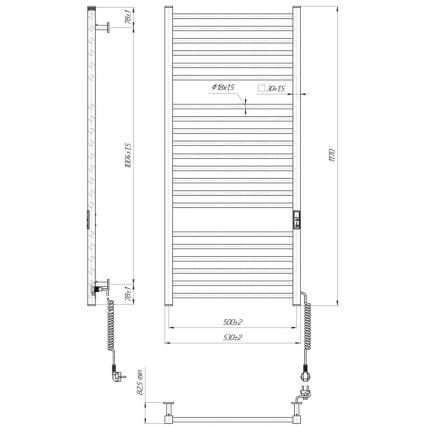 Handdoekradiator HF DERBY 255W/230V 117x53 cm zwart