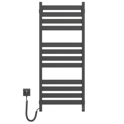 Handdoekradiator LARGO met thermostaat 256W 120x50 cm, zwart, links