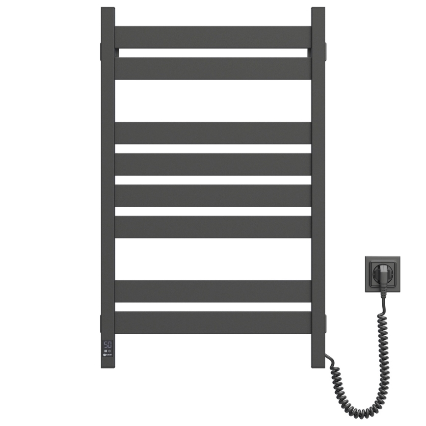Badkamer handdoekradiator (laddermodel) met thermostaat LARGO 432W/230V 80,6 cm IP44 zwart rechts vierkant