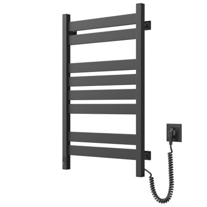 Badkamer handdoekradiator (laddermodel) met thermostaat LARGO 432W/230V 80,6 cm IP44 zwart rechts vierkant