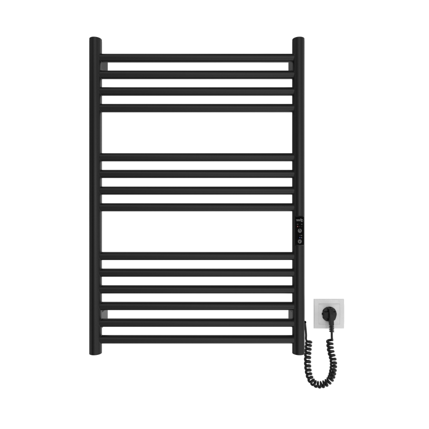 Handdoekradiator voor badkamer HF GREENWICH 170W/230V 77x53 cm, zwart, rechts, ronde buizen