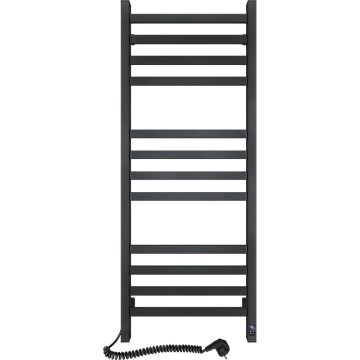 Handdoekradiator voor badkamer met thermostaat AVANGARD 227W 120x48cm zwart, links