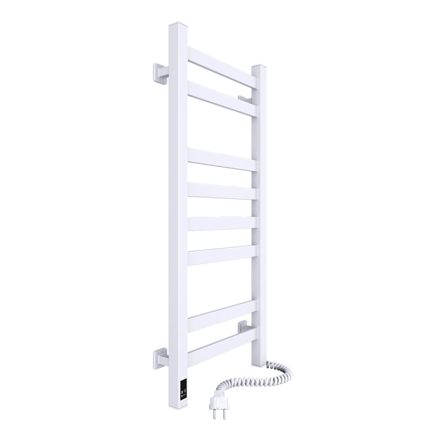 Hoekige badkamerhanddoekradiator met thermostaat AVANGARD 251W/230V 80,6 cm IP44, wit, rechts