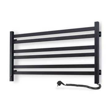 Handdoekradiator voor badkamer met thermostaat AVANGARD 316W/230V 50,6 cm IP44 zwart rechts hoekig