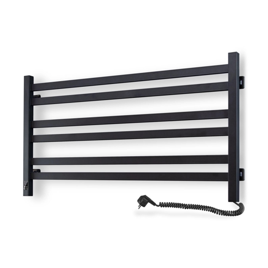 Handdoekradiator voor badkamer met thermostaat AVANGARD 316W/230V 50,6 cm IP44 zwart rechts hoekig