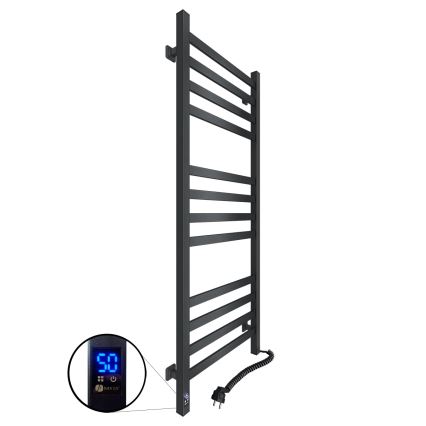 Badkamerhanddoekradiator met thermostaat AVANGARD 459W/230V 120,6 cm IP44 zwart, rechts, vierkant
