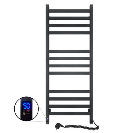 Badkamerhanddoekradiator met thermostaat AVANGARD 459W/230V 120,6 cm IP44 zwart, rechts, vierkant