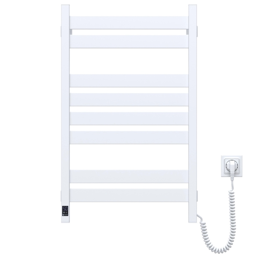 Badkamer handdoekradiator met thermostaat LARGO 432W/230V 80,6 cm IP44 wit rechts hoekig