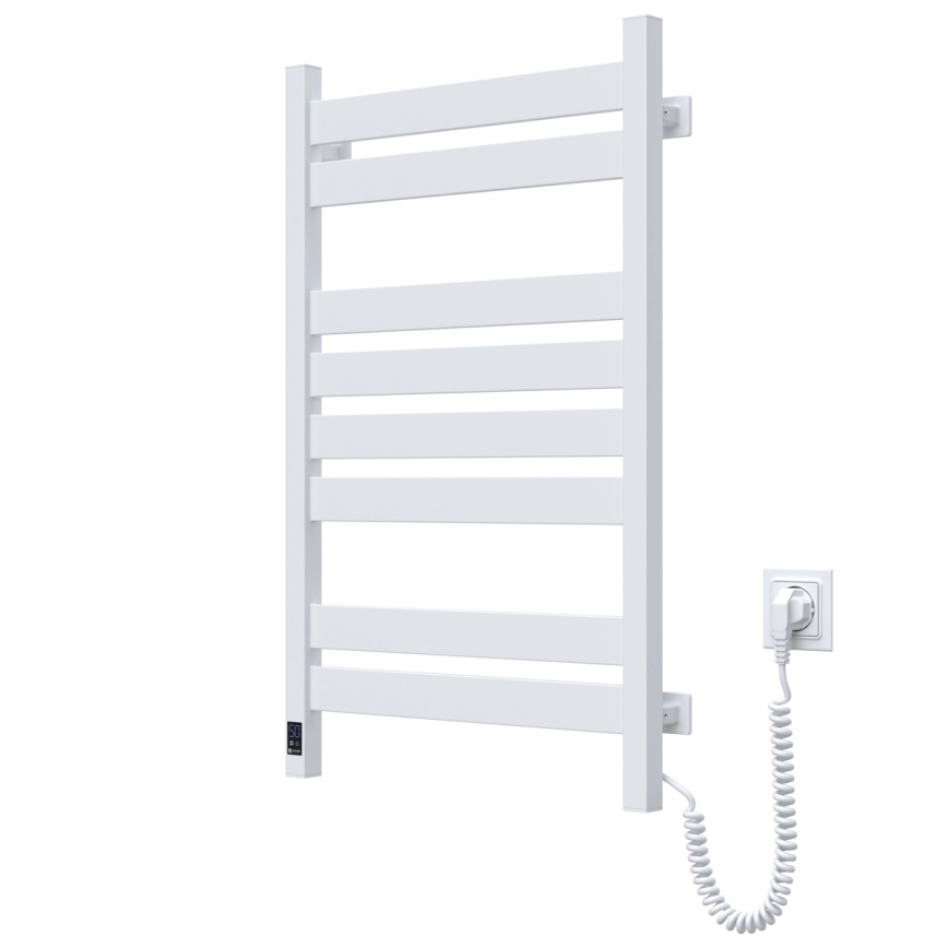 Badkamer handdoekradiator met thermostaat LARGO 432W/230V 80,6 cm IP44 wit rechts hoekig