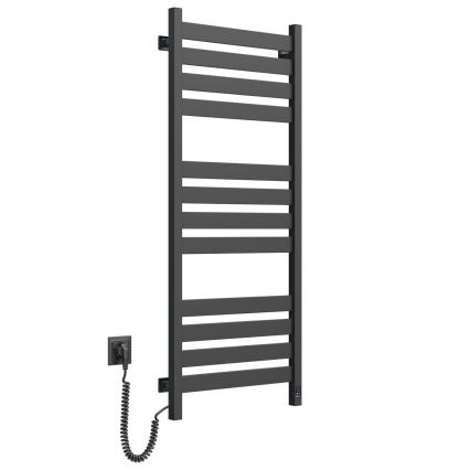 Badkamerradiator (handdoekradiator) met thermostaat LARGO 541W/230V 120,6 cm IP44 zwart links vierkant