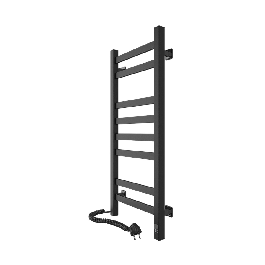 Badkamer handdoekradiator met thermostaat AVANGARD 251W/230V 80,6 cm IP44, zwart, links, hoekig
