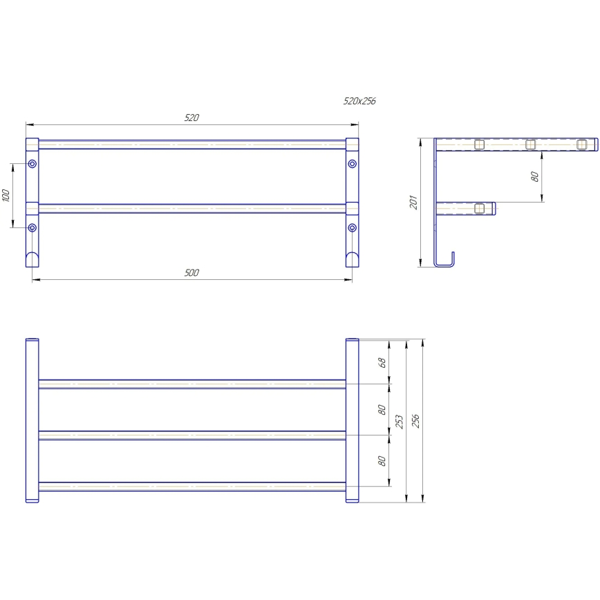 Handdoekrek voor badkamerradiator HF SHEFFIELD 52x25,6 cm zwart