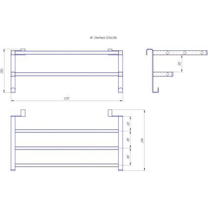 Handdoekrek voor badkamerradiator HF SHEFFIELD 52x28,4 cm zwart